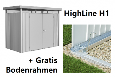 Highline H1 (275 x 155 cm) / silber-metallic / Doppeltür + Alu-Bodenrahmen